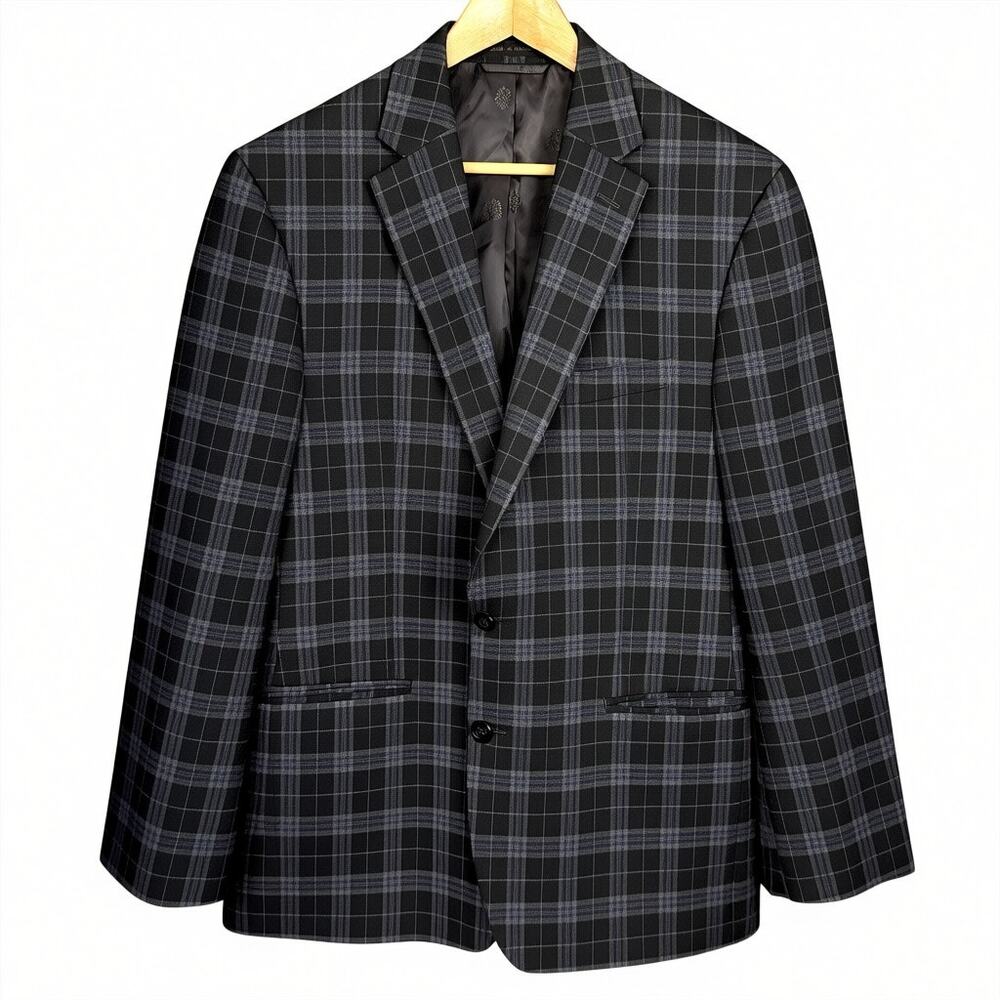 Lauren Ralph Lauren 42R Sport Coat Men Plaid Dark Gray Blue Career Office